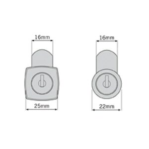 Cabinet Cam Lock Square Face 19Mm Keyed Alike Chrome Plate Nx19Ska Cabinet & Cupboard Locks